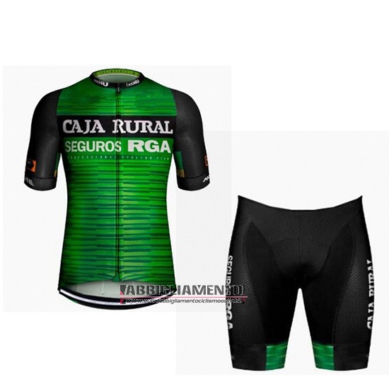 Abbigliamento Caja Rural 2019 Manica Corta e Pantaloncino Con Bretelle Verde Nero - Clicca l'immagine per chiudere